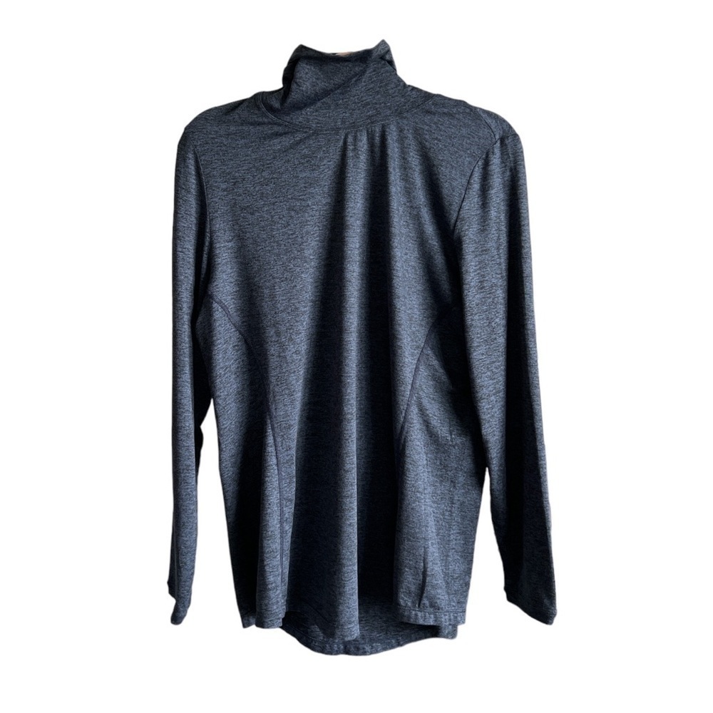 QOR Women’s Mock-neck Turtleneck Long Sleeve Layering Tee | Heathered Blue | XL